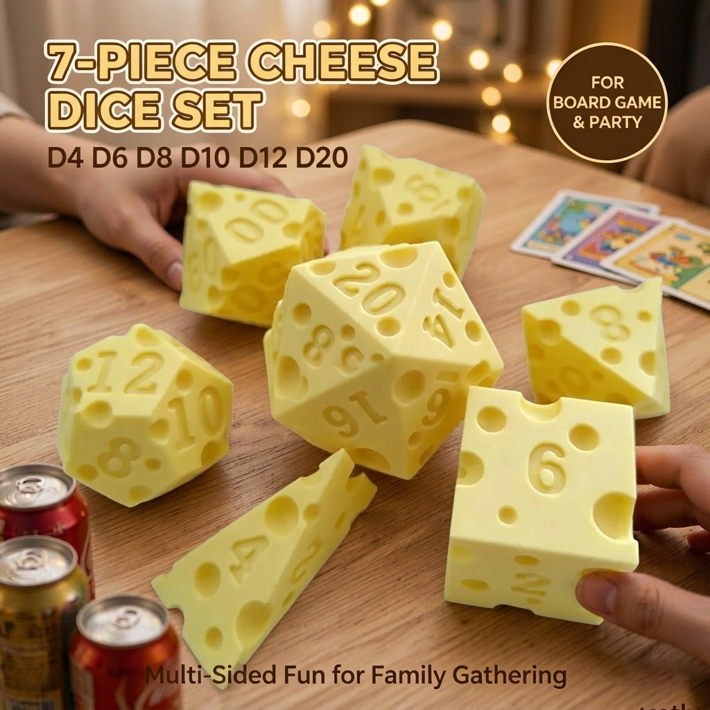 Board Game Live - 크리에이티브 불규칙한 치즈 주사위 세트 D4
